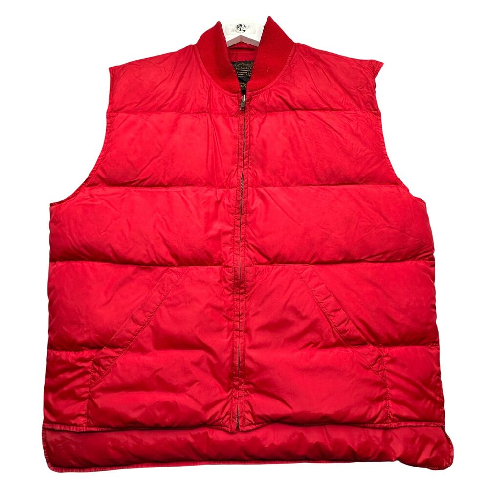 Vintage 90s Eddie Bauer Goose Down Puffer Vest Mens Large Red Full Zip Quilted